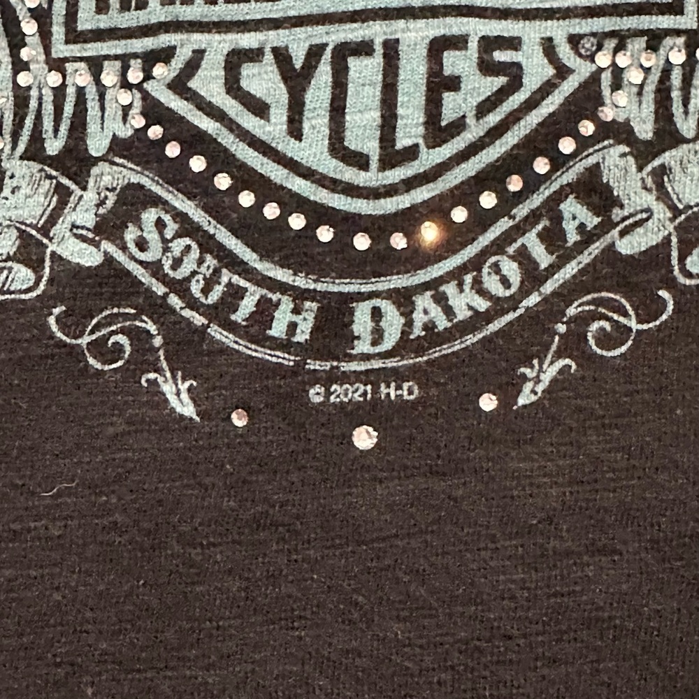 Harley Davidson Sturgis Rhinestone Tank Top Black Racerback Small - Picture 5 of 12
